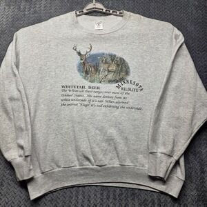 Minnesota Wildlife Whitetail Deer Sweatshirt Men's XL Gray Delta Made In USA‎